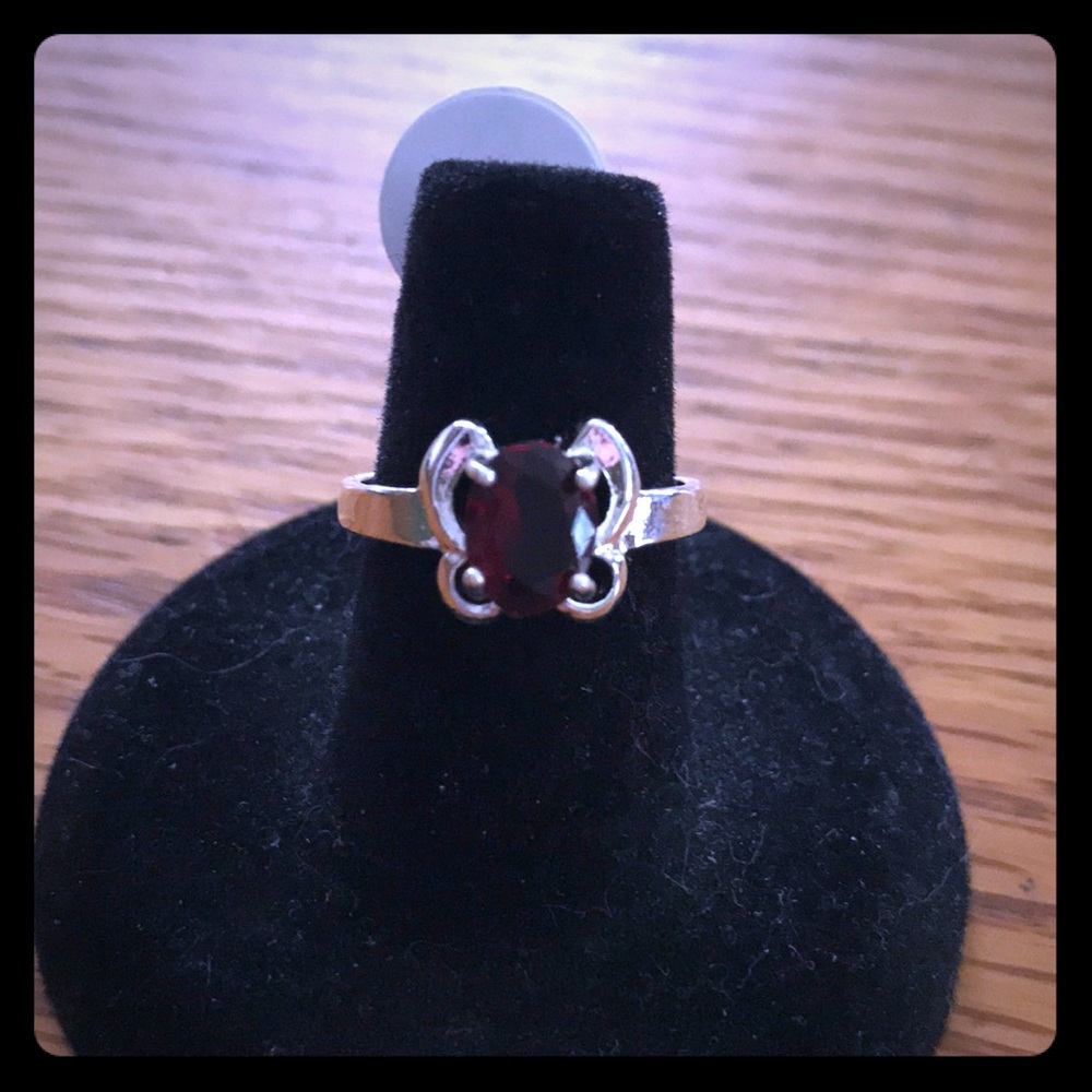 Faux ruby 925 butterfly ring